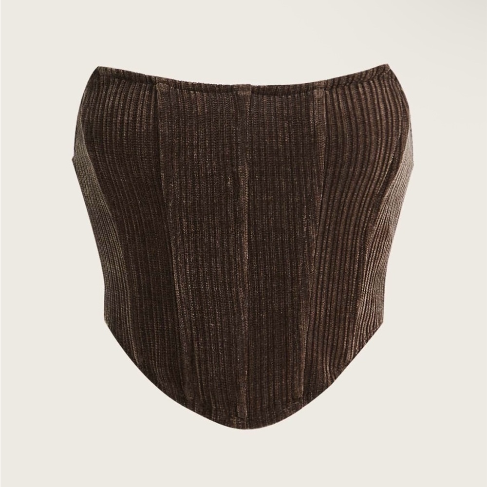 SHEIN Brown Ribbed Knit Top - Picture 6 of 8